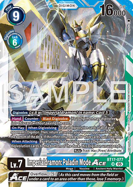 Imperialdramon: Paladin Mode Ace [BT17-077] Super Rare